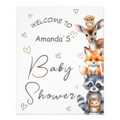 Woodland Animal Theme Baby shower Uitnodiging Foto Afdruk (Voorkant)