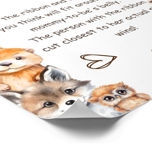 Woodland Animal Theme Hoe groot is haar buik spel Poster (Hoek)