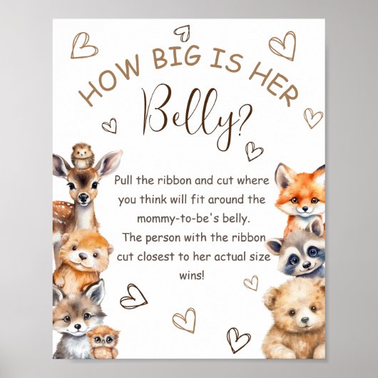 Woodland Animal Theme Hoe groot is haar buik spel Poster (Voorkant)