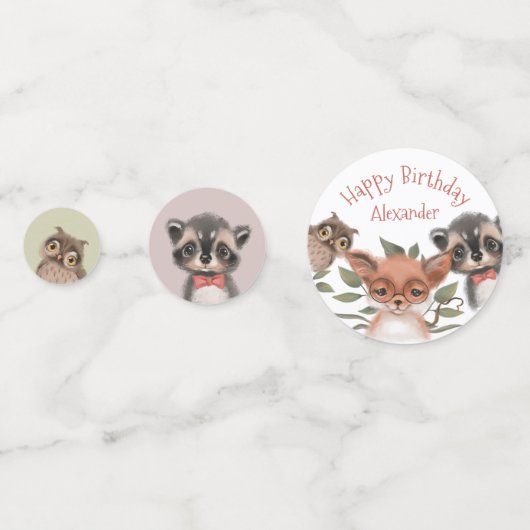 Woodland Animal Theme Verjaardagsfeest voor jongen Confetti (Voorkanten)