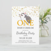 Woodland Animal Waterverf 1st Birthday Uitnodiging (Staand voorkant)