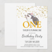 Woodland Animal Waterverf 1st Birthday Uitnodiging (Voorkant / Achterkant)