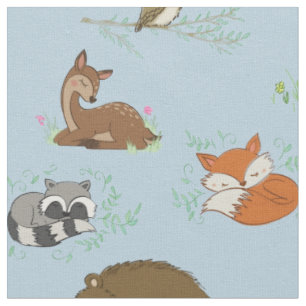 Woodland Animal Waterverf Baby Nursery Stof