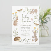 Woodland Animal Waterverf Baby shower Party Kaart (Staand voorkant)