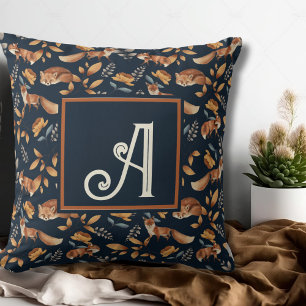 Woodland Animal Waterverf Fox Pattern Monogrammed Kussen