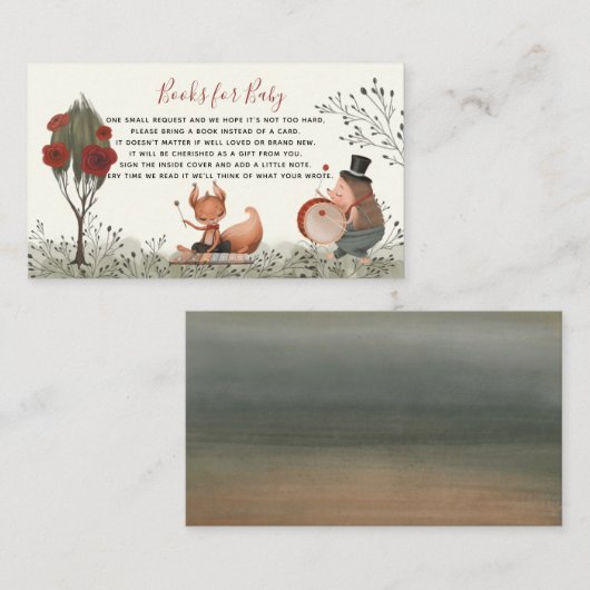 Woodland Animal Whimsical Waterverf Book for Baby Informatiekaartje (Voorkant / Achterkant)