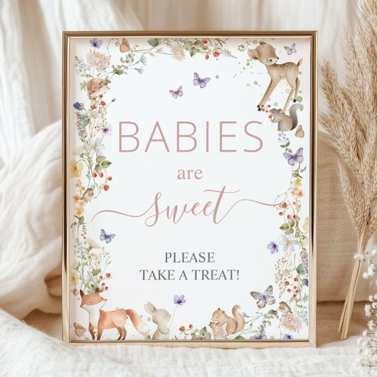 Woodland Animal Wildflower Baby Shower Sweet Treat Foto Afdruk