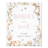 Woodland Animal Wildflower Baby Shower Sweet Treat Foto Afdruk (Voorkant)