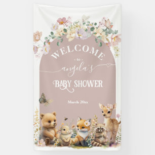 Woodland Animal wildflower Girl Baby shower welcom Spandoek