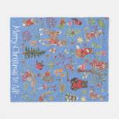 Woodland Animal Winter Blauwe Kerstbos Fleece Deken (Voorkant (Horizontaal))