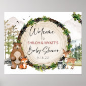 Woodland Animal Wood Slice Welcome Sign Poster (Voorkant)