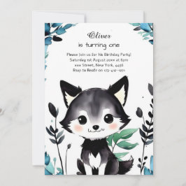 Woodland Animals 1e Birthday Invitation Kaart