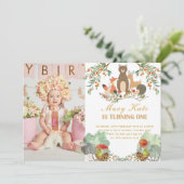 Woodland Animals 1e verjaardag Kaart (Staand voorkant)