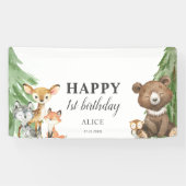 Woodland Animals 1e verjaardag Spandoek (Horizontaal)