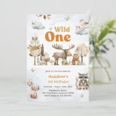 Woodland Animals 1e verjaardagsfeestje Kaart (Staand voorkant)