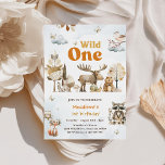 Woodland Animals 1e verjaardagsfeestje Kaart<br><div class="desc">Woodland Animals 1st Birthday Party Invitation</div>