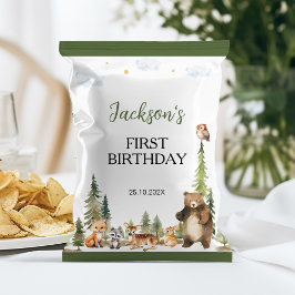 Woodland Animals 1st Birthday Chip Bag Wrapper Flyer
