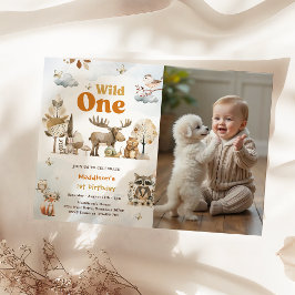 Woodland Animals 1st Birthday Party Foto Kaart