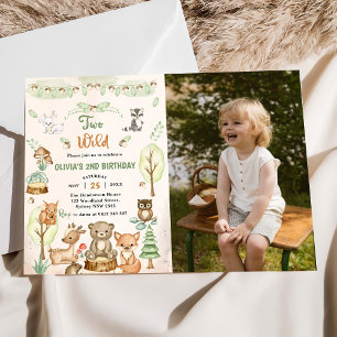 Woodland Animals 2e verjaardagsfeest foto Kaart
