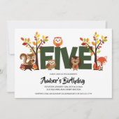 Woodland Animal's 5e uitnodiging van de Birthday P (Voorkant)
