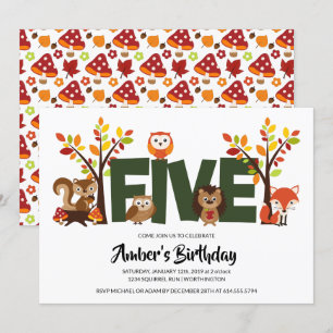 Woodland Animal's 5e uitnodiging van de Birthday P