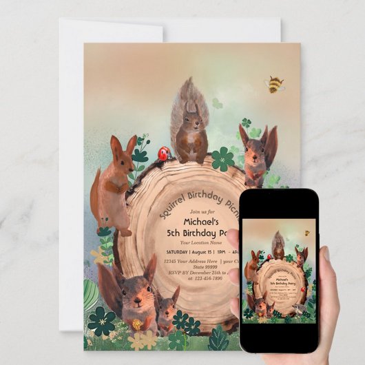 Woodland Animals 5e verjaardag uitnodiging