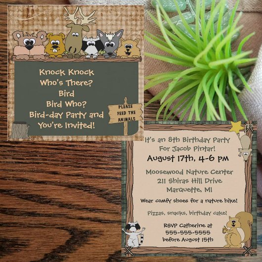 Woodland Animals Aangepaste Verjaardag Uitnodiging