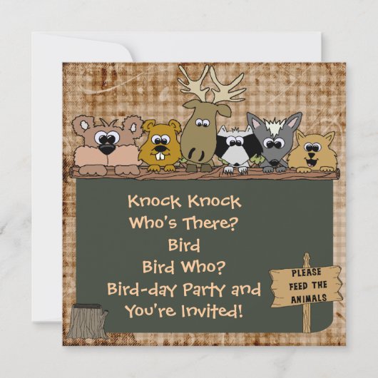 Woodland Animals Aangepaste Verjaardag Uitnodiging (Voorkant)