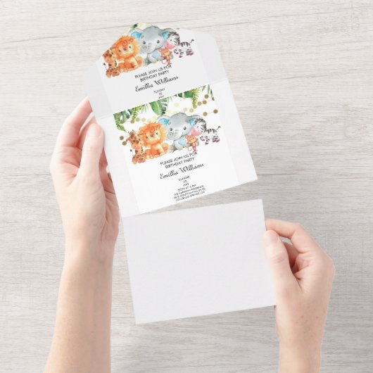 Woodland Animals Adventure Baby shower All In One Uitnodiging (Afscheurbaar)