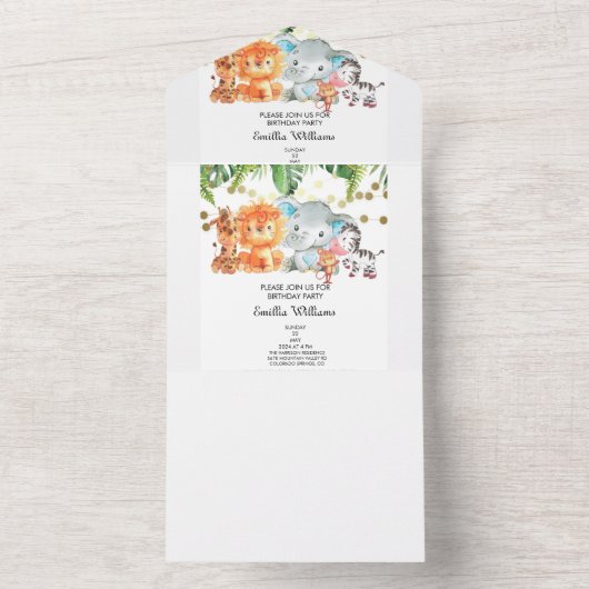 Woodland Animals Adventure Baby shower All In One Uitnodiging (Binnen)