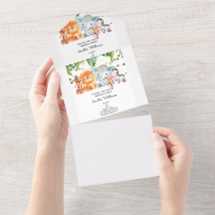 Woodland Animals Adventure Baby shower All In One Uitnodiging