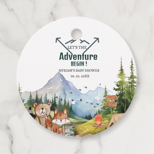 Woodland Animals Adventure Baby shower Bedankjes Labels (Voorkant)