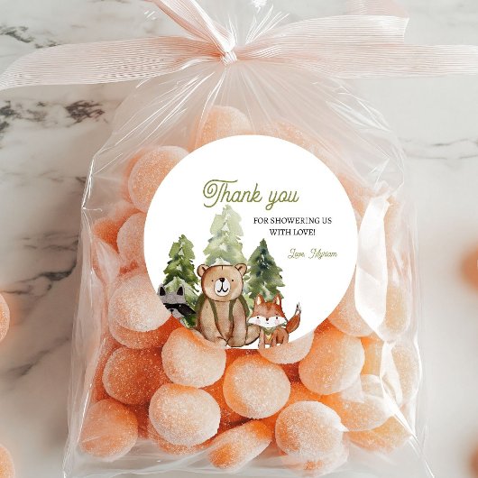 Woodland Animals Adventure Baby shower Dank u Ronde Sticker