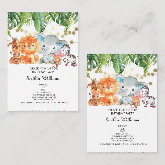 Woodland Animals Adventure Baby shower Informatiekaartje (Voorkant / Achterkant)