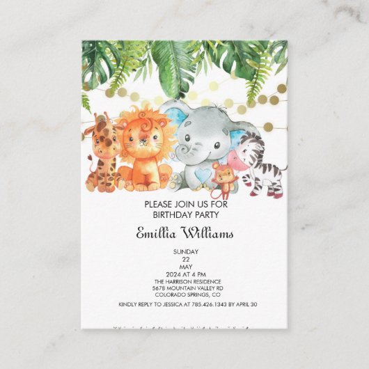 Woodland Animals Adventure Baby shower Informatiekaartje (Voorkant)