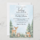 Woodland Animals Adventure Baby Shower Kaart (Voorkant)
