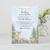 Woodland Animals Adventure Baby Shower Kaart (Staand voorkant)