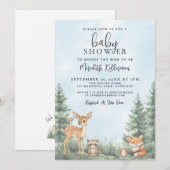 Woodland Animals Adventure Baby Shower Kaart (Voorkant / Achterkant)
