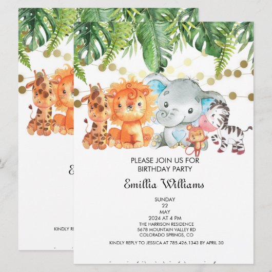 Woodland Animals Adventure Baby shower Kaart (Voorkant / Achterkant)