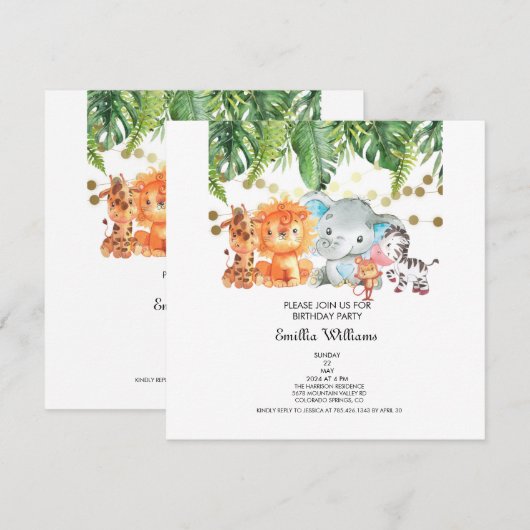 Woodland Animals Adventure Baby shower Kaart (Voorkant / Achterkant)