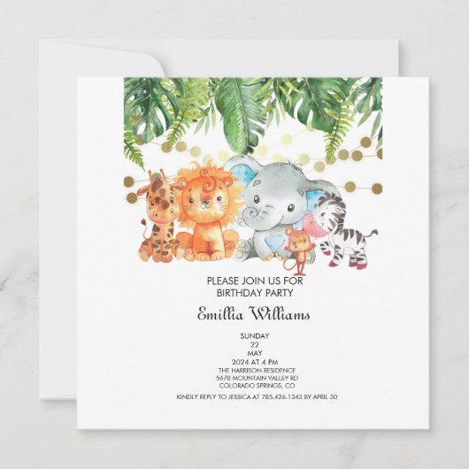 Woodland Animals Adventure Baby shower Kaart (Voorkant)