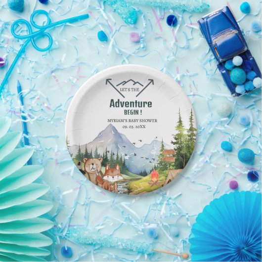 Woodland Animals Adventure Baby shower Papieren Bordje (Feest)