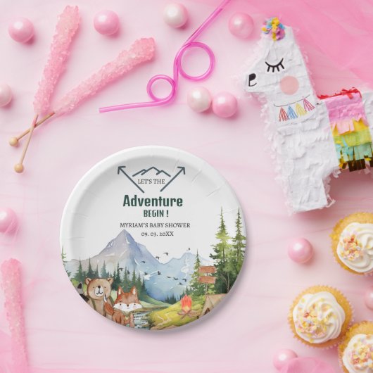 Woodland Animals Adventure Baby shower Papieren Bordje (Feest)