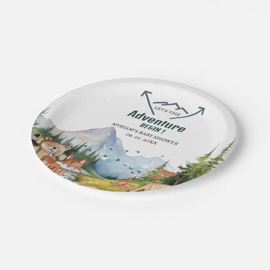 Woodland Animals Adventure Baby shower Papieren Bordje (Gekanteld)