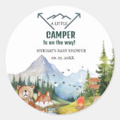 Woodland Animals Adventure Baby shower Ronde Sticker (Voorkant)