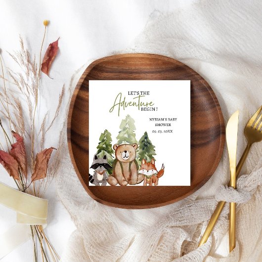 Woodland Animals Adventure Baby shower Servet