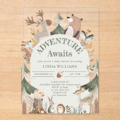 Woodland Animals Adventure wacht op Baby shower Acryl Uitnodigingen (Voorkant)