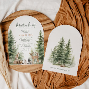 Woodland Animals Adventure wacht op Baby shower Ar Kaart