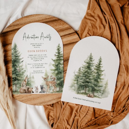 Woodland Animals Adventure wacht op Baby shower Ar Kaart