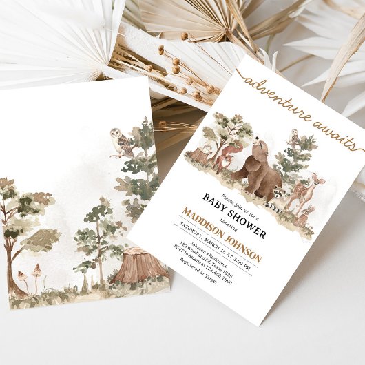 Woodland Animals Adventure wacht op Baby shower Kaart